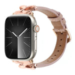 X-förmiges Armband aus echtem Leder mit Punktmuster, passend für Apple Watch 46 mm / 49 mm / 45 mm / 44 mm und 42 mm / 41 mm / 40 mm / 38 mm