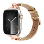 X-förmiges Armband aus echtem Leder mit Punktmuster, passend für Apple Watch 46 mm / 49 mm / 45 mm / 44 mm und 42 mm / 41 mm / 40 mm / 38 mm