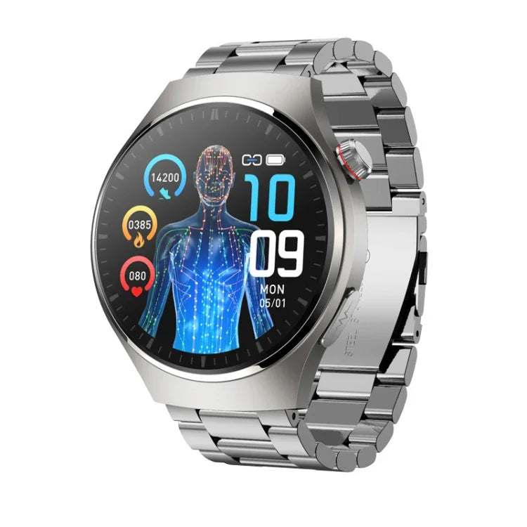 MT200 Smartwatch mit 1,43 Zoll AMOLED-Display, IP67-Schutz, Edelstahlarmband und EKG-Funktion