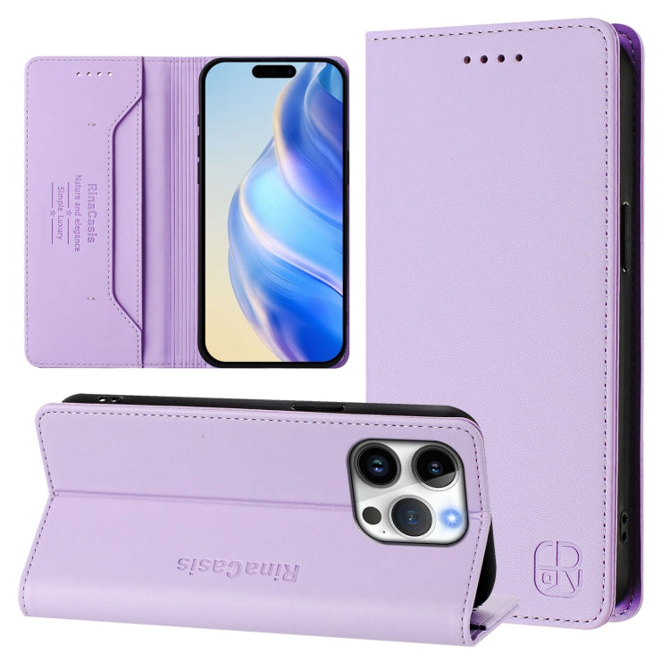 RC01 Zweifach gefaltete magnetische Saug-RFID-Leder-Handyhülle, für iPhone 16 Pro, für iPhone 16 Plus, für iPhone 16, für iPhone 15 Pro Max, für iPhone 15 Pro, für iPhone 15 Plus