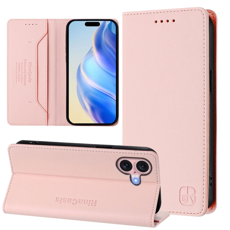 RC01 Zweifach gefaltete magnetische Saug-RFID-Leder-Handyhülle, für iPhone 16 Pro, für iPhone 16 Plus, für iPhone 16, für iPhone 15 Pro Max, für iPhone 15 Pro, für iPhone 15 Plus