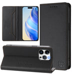 RC01 Zweifach gefaltete magnetische Saug-RFID-Leder-Handyhülle, für iPhone 16 Pro, für iPhone 16 Plus, für iPhone 16, für iPhone 15 Pro Max, für iPhone 15 Pro, für iPhone 15 Plus
