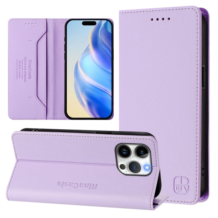 RC01 Zweifach gefaltete magnetische Saug-RFID-Leder-Handyhülle, für iPhone 16 Pro, für iPhone 16 Plus, für iPhone 16, für iPhone 15 Pro Max, für iPhone 15 Pro, für iPhone 15 Plus