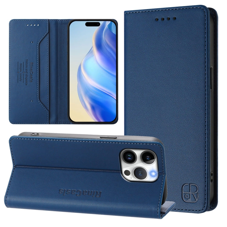 RC01 Zweifach gefaltete magnetische Saug-RFID-Leder-Handyhülle, für iPhone 16 Pro, für iPhone 16 Plus, für iPhone 16, für iPhone 15 Pro Max, für iPhone 15 Pro, für iPhone 15 Plus