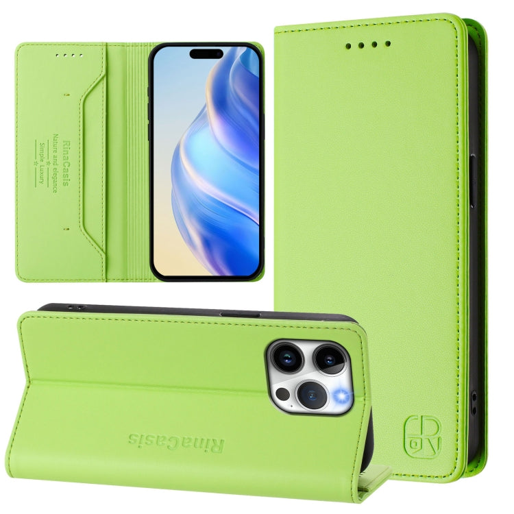 RC01 Zweifach gefaltete magnetische Saug-RFID-Leder-Handyhülle, für iPhone 16 Pro, für iPhone 16 Plus, für iPhone 16, für iPhone 15 Pro Max, für iPhone 15 Pro, für iPhone 15 Plus