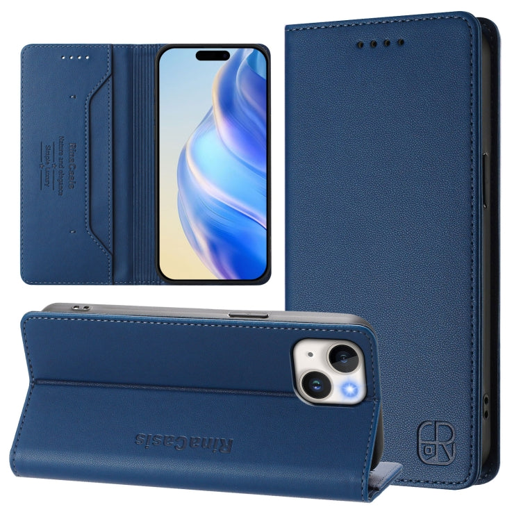 RC01 Zweifach gefaltete magnetische Saug-RFID-Leder-Handyhülle, für iPhone 16 Pro, für iPhone 16 Plus, für iPhone 16, für iPhone 15 Pro Max, für iPhone 15 Pro, für iPhone 15 Plus