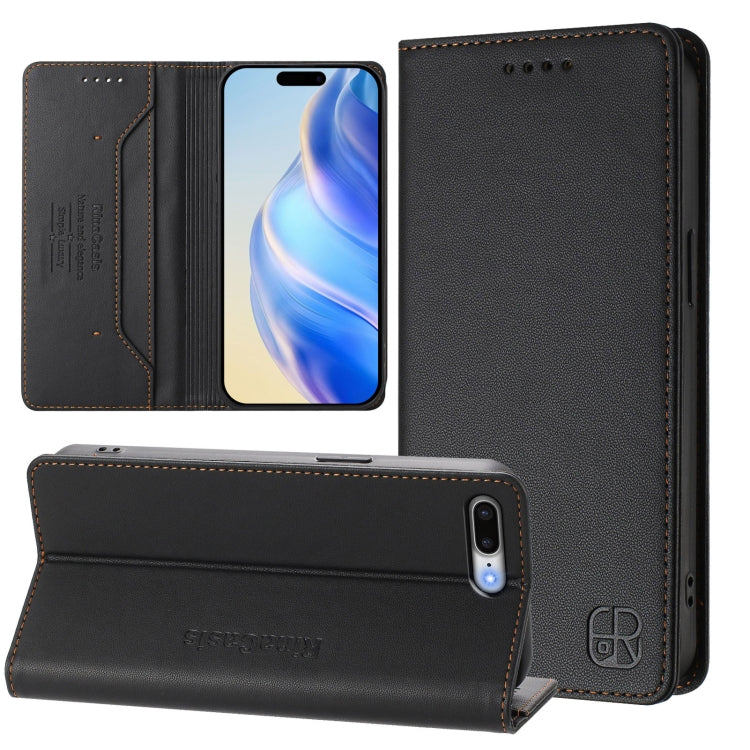 RC01 Doppelt Gefaltete Magnetische Saug-RFID Leder Handyhülle, Für iPhone 7 Plus / 8 Plus