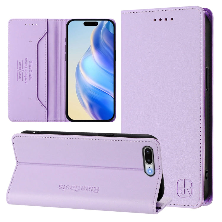 RC01 Doppelt Gefaltete Magnetische Saug-RFID Leder Handyhülle, Für iPhone 7 Plus / 8 Plus