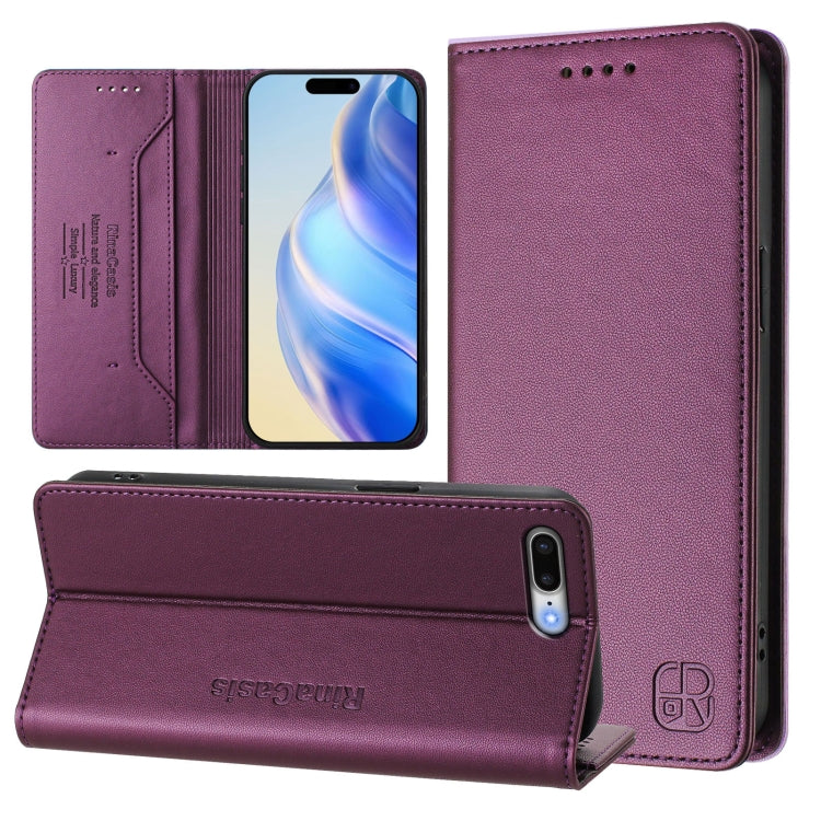 RC01 Doppelt Gefaltete Magnetische Saug-RFID Leder Handyhülle, Für iPhone 7 Plus / 8 Plus