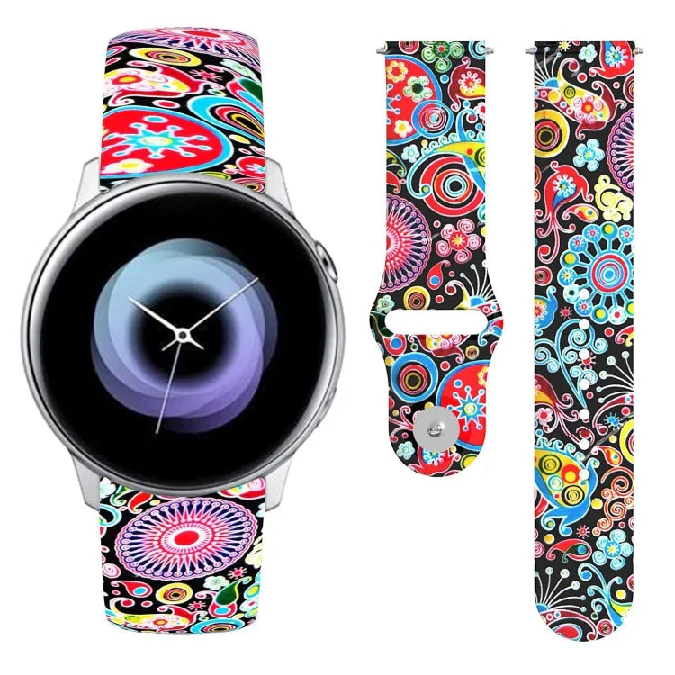 20 mm breites Silikonarmband mit umgekehrter Schnalle und Aufdruck, für Samsung Galaxy Active2