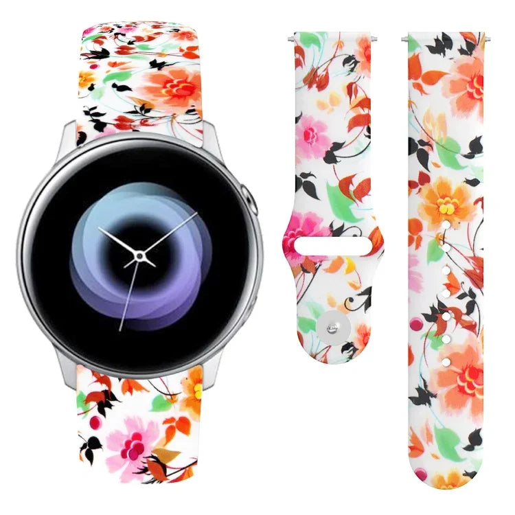 20 mm breites Silikonarmband mit umgekehrter Schnalle und Aufdruck, für Samsung Galaxy Active2