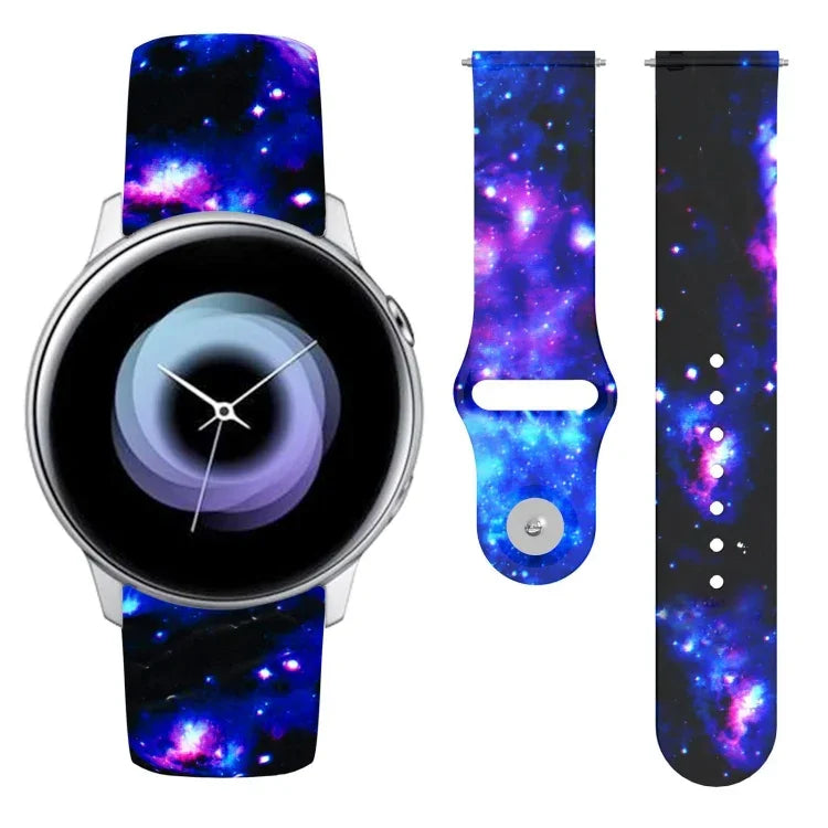 20 mm breites Silikonarmband mit umgekehrter Schnalle und Aufdruck, für Samsung Galaxy Active2