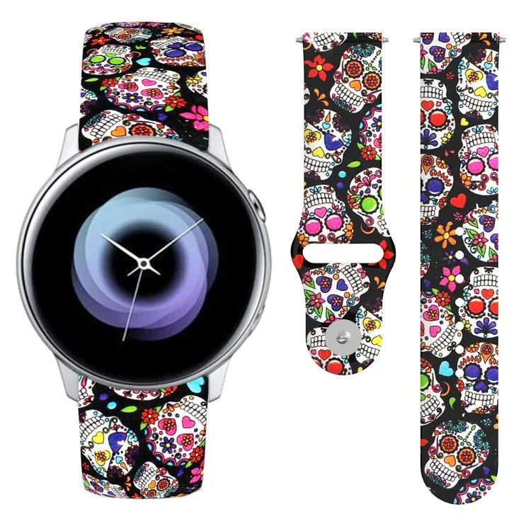 20 mm breites Silikonarmband mit umgekehrter Schnalle und Aufdruck, für Samsung Galaxy Active2
