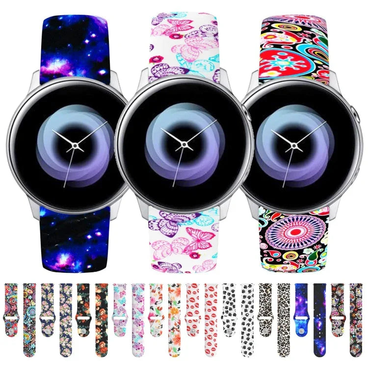20 mm breites Silikonarmband mit umgekehrter Schnalle und Aufdruck, für Samsung Galaxy Active2