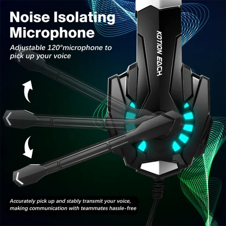 KOTION EACH G9000 Pro Over-Ear Gaming Headset mit Mikrofon, Kabellänge: ca. 2,1 m, G9000 Pro