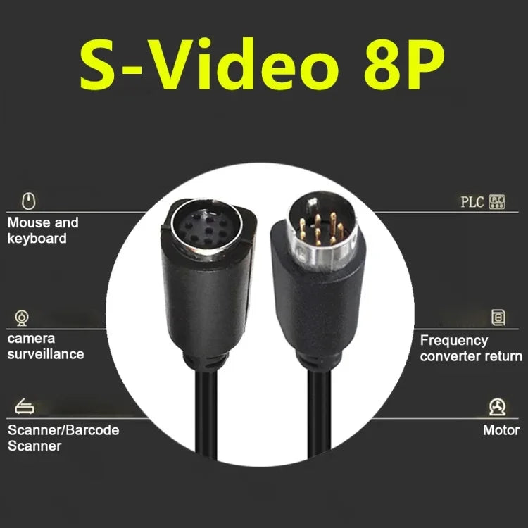 90-Grad-Mini-DIN-8-Pin-TV-Audio-Adapterkabel S-Video-TV-Box-Kabel, 0,5 m, 1,8 m, 3 m