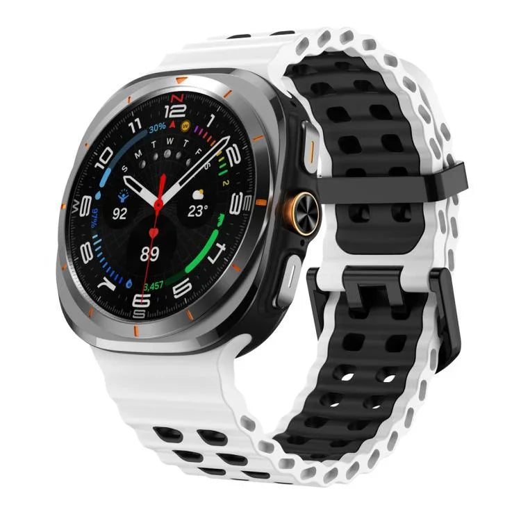 Ocean Two Color Dual-Row Hole Silicone Watch Band, For Samsung Galaxy Watch Ultra 47mm / Ultra 2025
