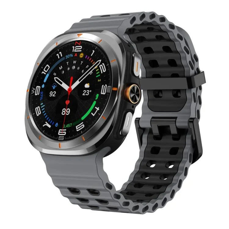 Ocean Two Color Dual-Row Hole Silicone Watch Band, For Samsung Galaxy Watch Ultra 47mm / Ultra 2025