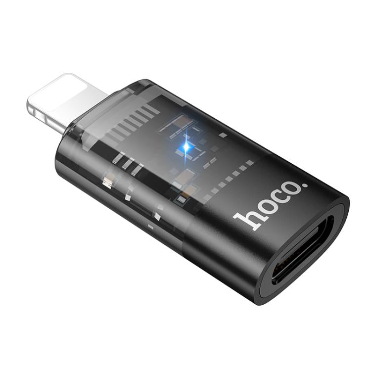 hoco UA36A 8 Pin Stecker zu USB-C / Type-C Buchse OTG transparenter Adapter, 8 Pin Stecker zu USB-C / Type-C Buchse