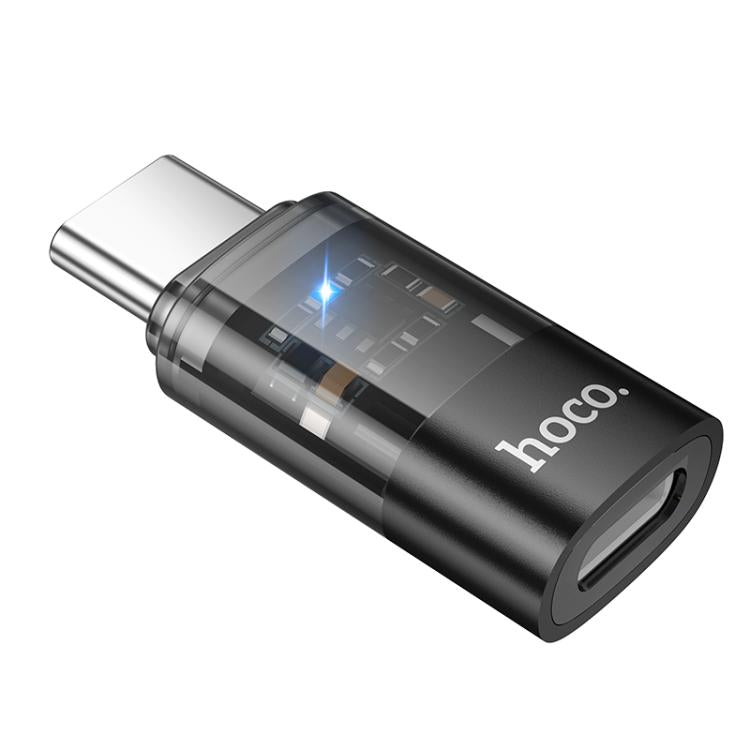 hoco UA36D USB-C / Type-C Stecker zu 8 Pin Buchse OTG transparenter Adapter, USB-C / Type-C Stecker zu 8 Pin Buchse