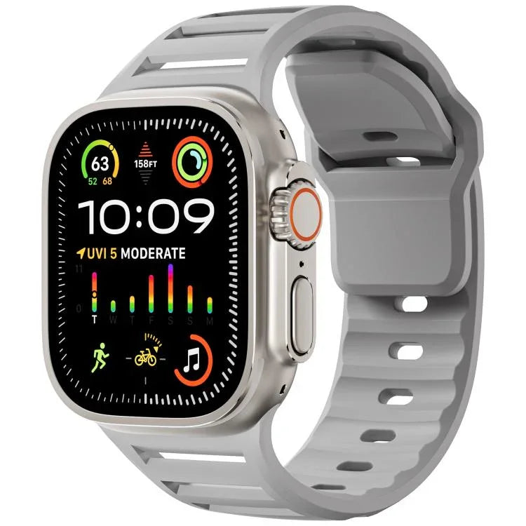 Single Nail Dual-Color Multi-hole Silicone Watch Band, For Apple Watch 46mm / 49mm / 45mm / 44mm