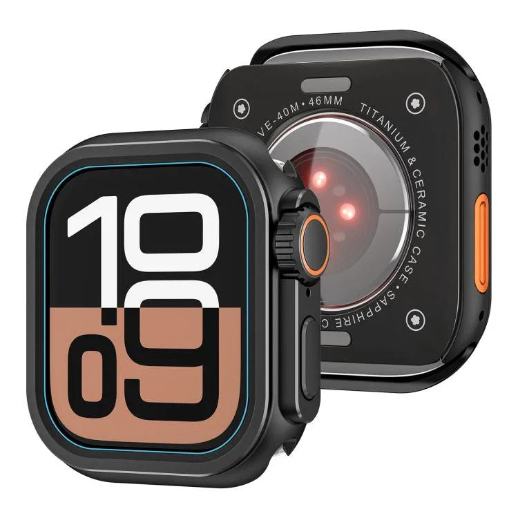 Wechseln Sie zum Ultra 49-mm-Gehäuse aus Zinklegierung, passend für Apple Watch Series 6/5/4/SE (44 mm), Apple Watch Series 10/11 (46 mm) und Apple Watch Series 9/8/7 (45 mm).