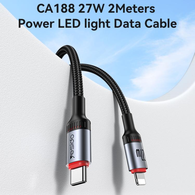 Yesido CA182 PD27W 3A USB-C / Type-C to 8 Pin Charging Data Cable, Length: 1.2m, CA182