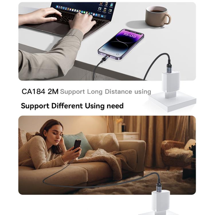 Yesido CA184 PD27W 3A USB-C / Typ-C auf 8 Pin Lade-Datenkabel, Länge: 2m, CA184