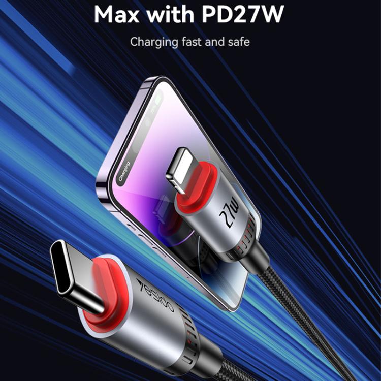 Yesido CA184 PD27W 3A USB-C / Typ-C auf 8 Pin Lade-Datenkabel, Länge: 2m, CA184