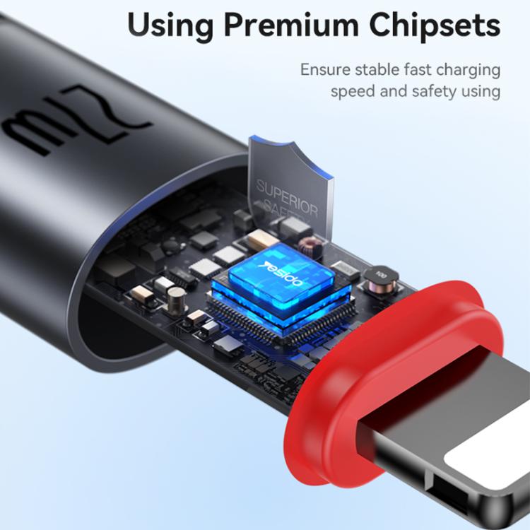 Yesido CA184 PD27W 3A USB-C / Typ-C auf 8 Pin Lade-Datenkabel, Länge: 2m, CA184