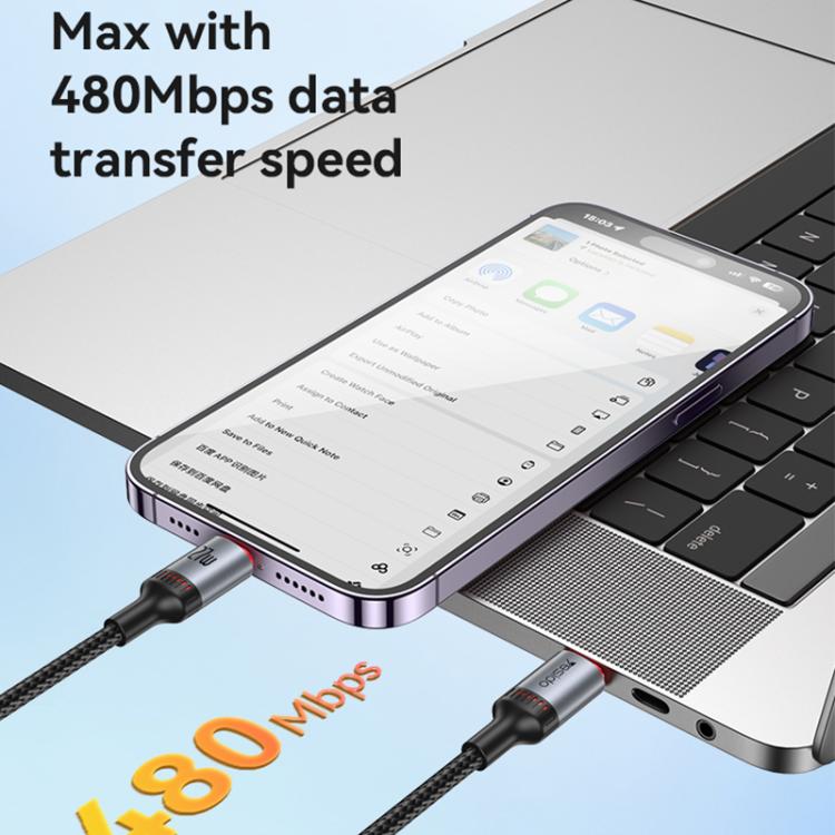 Yesido CA184 PD27W 3A USB-C / Typ-C auf 8 Pin Lade-Datenkabel, Länge: 2m, CA184