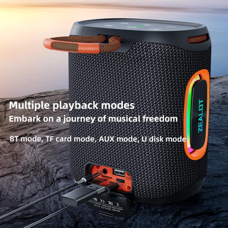 Zealot S122 25W High Power IPX6 Waterproof Outdoor RGB Light Bluetooth Speaker