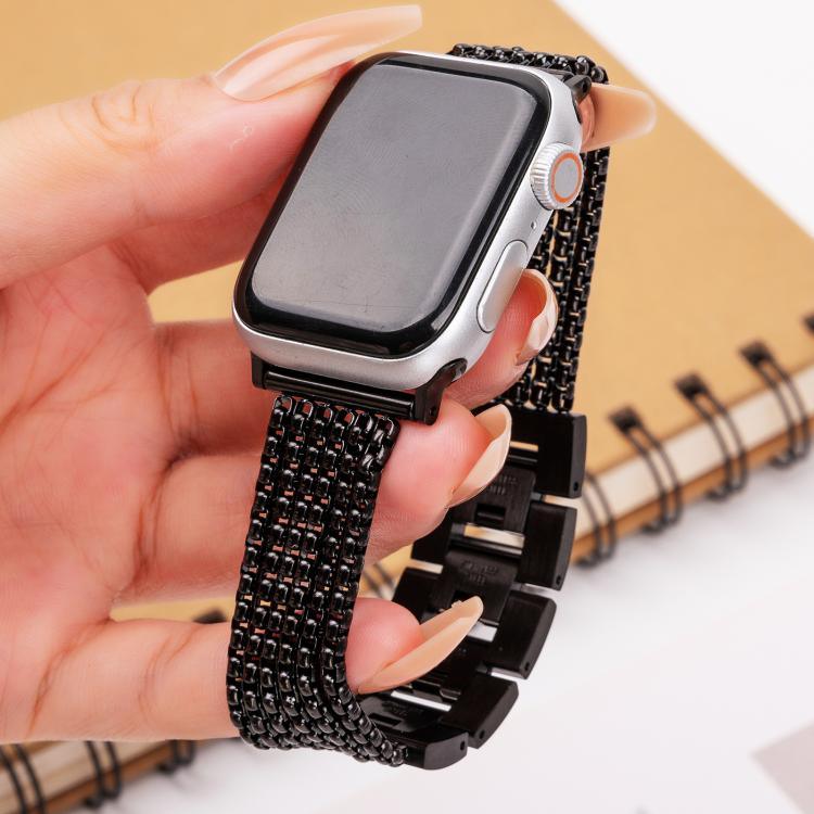 6-reihiges Edelstahl-Uhrenarmband, passend für Apple Watch 46 mm / 49 mm / 45 mm / 44 mm und 42 mm / 41 mm / 40 mm / 38 mm