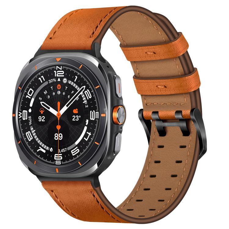 Doppelschließe, echtes Lederarmband, für Samsung Galaxy Watch Ultra / Ultra 2025, für Samsung Galaxy Watch8 / Watch8 Classic