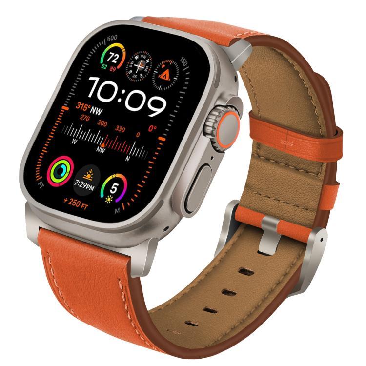 Uhrenarmband aus echtem Nappa-Leder mit Titan-Dornschließe, passend für Apple Watch 46 mm / 49 mm / 45 mm / 44 mm