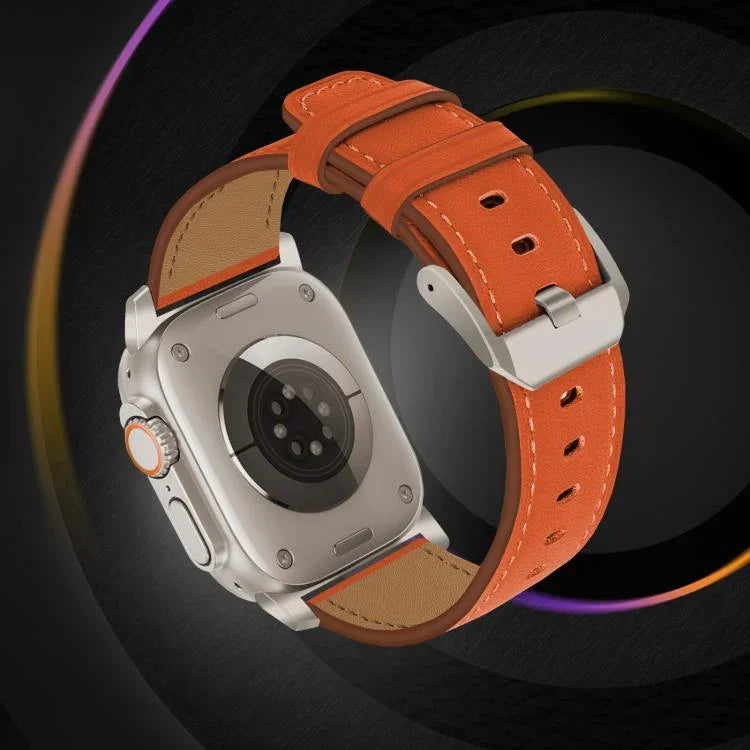 Uhrenarmband aus echtem Nappa-Leder mit Titan-Dornschließe, passend für Apple Watch 46 mm / 49 mm / 45 mm / 44 mm