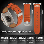 Uhrenarmband aus echtem Nappa-Leder mit Titan-Dornschließe, passend für Apple Watch 46 mm / 49 mm / 45 mm / 44 mm