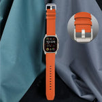 Uhrenarmband aus echtem Nappa-Leder mit Titan-Dornschließe, passend für Apple Watch 46 mm / 49 mm / 45 mm / 44 mm