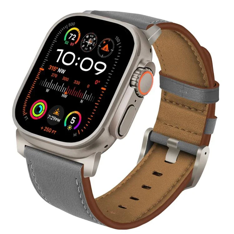 Uhrenarmband aus echtem Nappa-Leder mit Titan-Dornschließe, passend für Apple Watch 46 mm / 49 mm / 45 mm / 44 mm