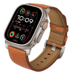 Uhrenarmband aus echtem Nappa-Leder mit Titan-Dornschließe, passend für Apple Watch 46 mm / 49 mm / 45 mm / 44 mm