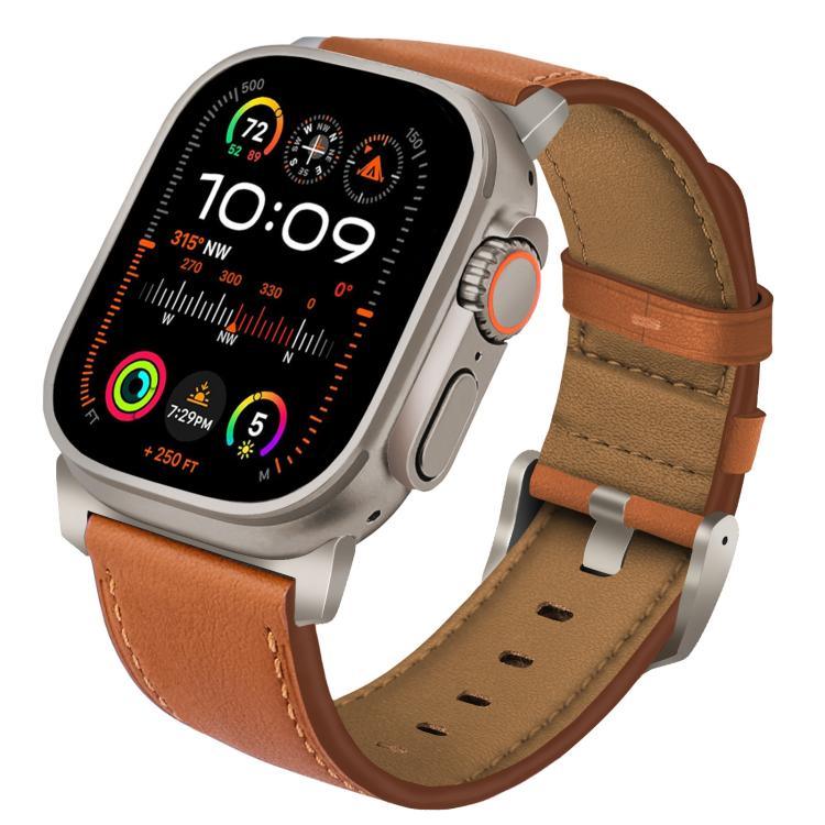Uhrenarmband aus echtem Nappa-Leder mit Titan-Dornschließe, passend für Apple Watch 46 mm / 49 mm / 45 mm / 44 mm