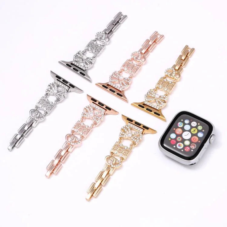 Schmuckarmband mit Schleifenverschluss aus Edelstahl, passend für Apple Watch 46 mm / 49 mm / 45 mm / 44 mm und 42 mm / 41 mm / 40 mm / 38 mm