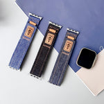 Uhrenarmband aus Denim-Nylon mit Klettverschluss, passend für Apple Watch 46 mm / 49 mm / 45 mm / 44 mm und 42 mm / 41 mm / 40 mm / 38 mm