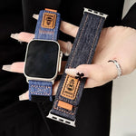 Uhrenarmband aus Denim-Nylon mit Klettverschluss, passend für Apple Watch 46 mm / 49 mm / 45 mm / 44 mm und 42 mm / 41 mm / 40 mm / 38 mm