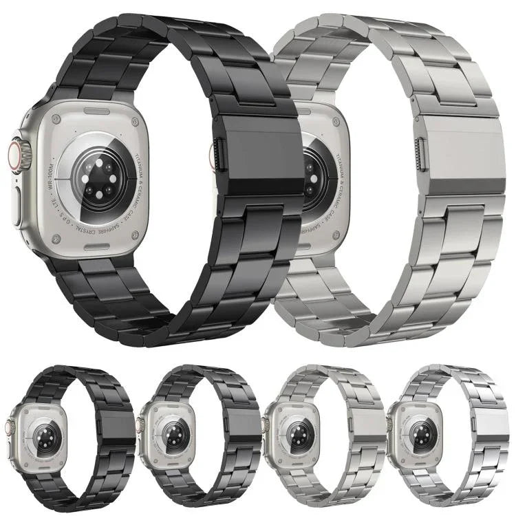 Norman Clasp Three-Link Stainless Steel Watch Band, For Apple Watch 46mm / 49mm / 45mm / 44mm