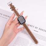 Retro-Uhrenarmband aus genähter Wolle und echtem Leder, passend für Apple Watch 46 mm / 49 mm / 45 mm / 44 mm und 42 mm / 41 mm / 40 mm / 38 mm