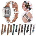 Retro-Uhrenarmband aus genähter Wolle und echtem Leder, passend für Apple Watch 46 mm / 49 mm / 45 mm / 44 mm und 42 mm / 41 mm / 40 mm / 38 mm