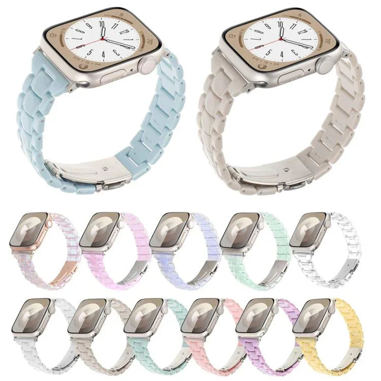 Schmale, rautenförmige Dreiperlen-Uhrenarmbänder aus Kunstharz, passend für Apple Watch 46 mm / 49 mm / 45 mm / 44 mm und 42 mm / 41 mm / 40 mm / 38 mm