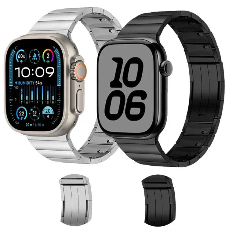 Abnehmbares Edelstahl-Armband mit einer Perle an der Seite, passend für Apple Watch 46 mm / 49 mm / 45 mm / 44 mm und 42 mm / 41 mm / 40 mm / 38 mm