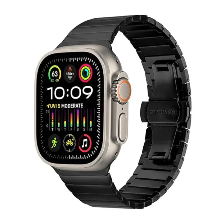 Armband aus Titanlegierung mit Faltschließe und einem Dorn, passend für Apple Watch 46 mm / 49 mm / 45 mm / 44 mm